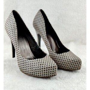 Stiletto Heeled Pumps Leather Polk Dot Accents Metallic Heel Jessica Simpson